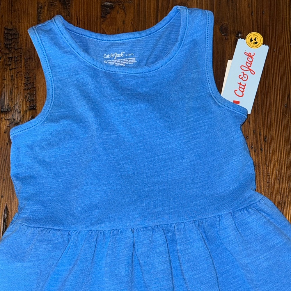 Size 10/12 Brilliant Neon Blue Girl’s Knit Maxi Dress Twist Back with pocket - Picture 4 of 5